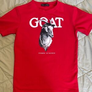 Streetz Iz Watchin Red Kids Tee with Goat Graphic Boys Size Large
